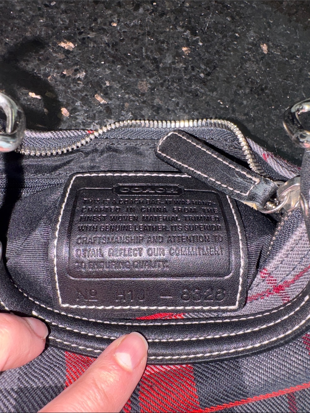 Coach Vtg Y2K Tartan Red/Black Plaid Wool Baquette 8326. - Picture 8 of 9